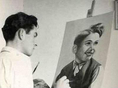 Dino Ghirardo pintando desde muy joven